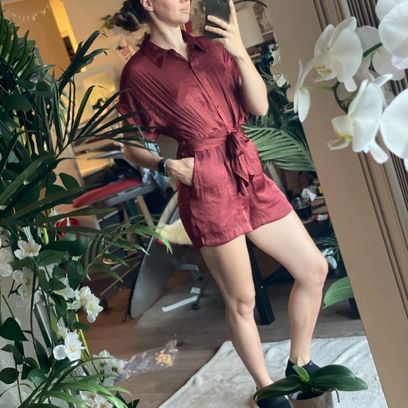 Steve Madden Burgundy Button-Up romper - Picture 6 of 9
